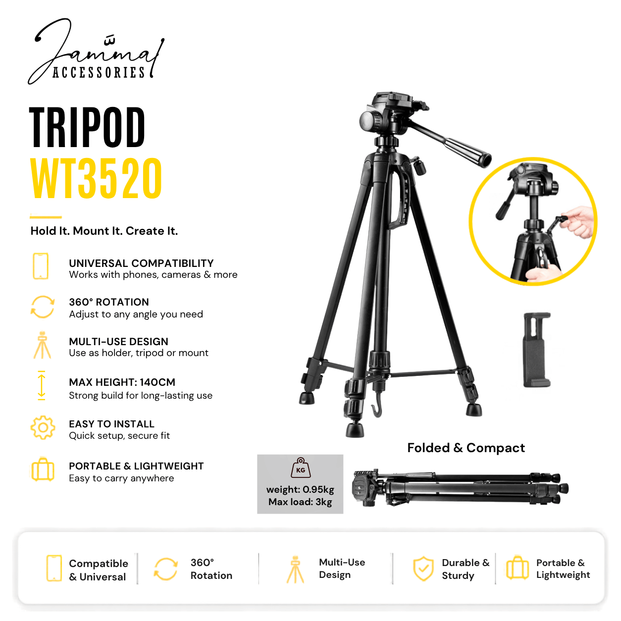 WT3520 PHONE & CAMERA TRIPOD